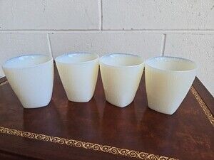 Vintage Italian Milk Glass Tumblers Glasses Textured Cream Color - Set Of 4